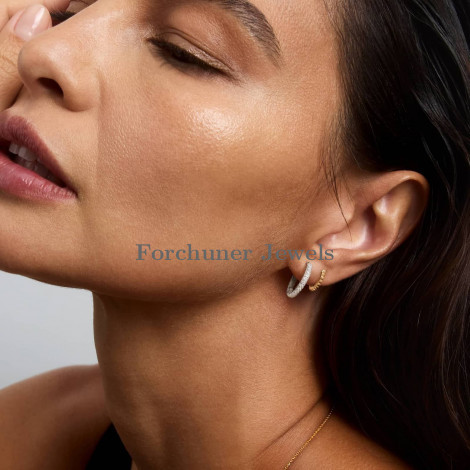 Double Tone Diamond Earrings